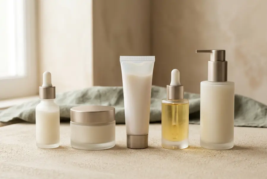 Gamme de soins en flacons de verre dépoli
